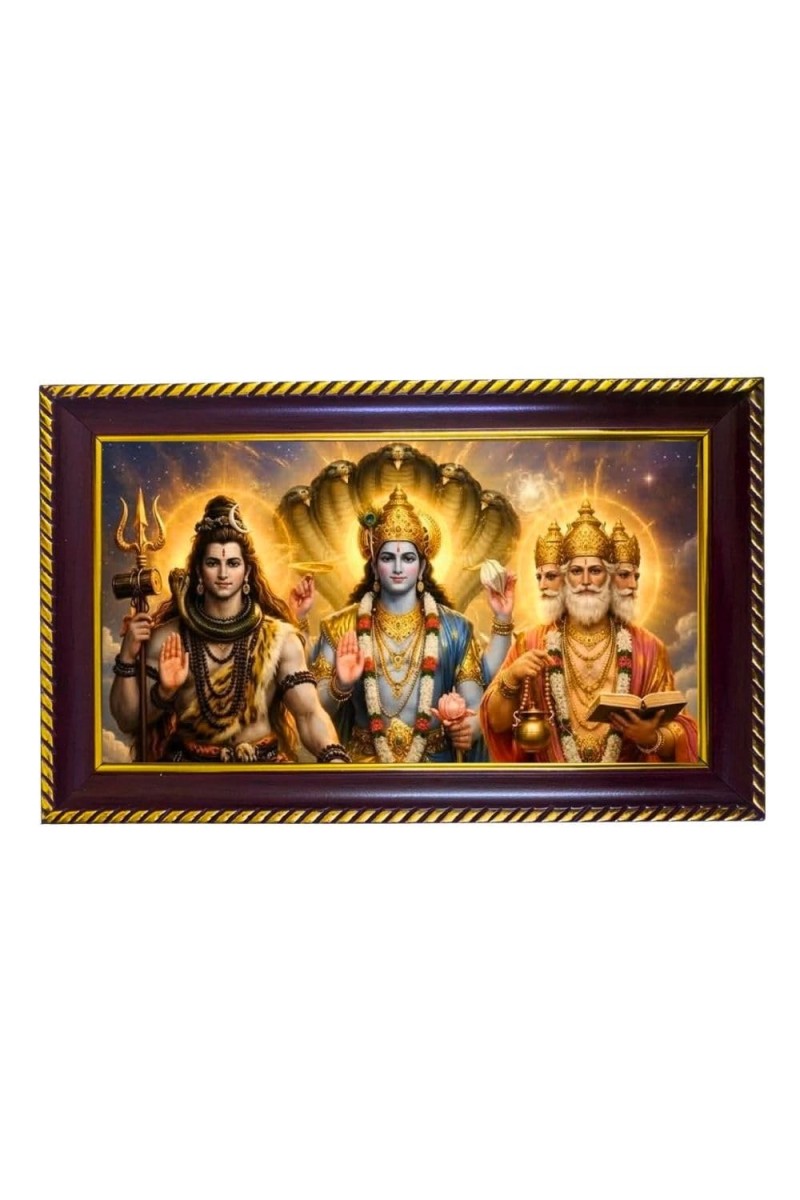 Trideev Photo Frame 8x4 Inch | Glossy Maroon Polystyrene Frame | Divine Wall & Table Decor | Temple Decoration & Gift Item (Pack Of 1) (F20295)