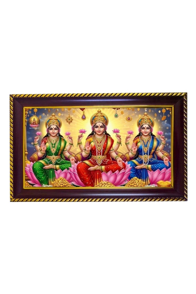 Mata Lakshmi Photo Frame 12x8 Inch | Glossy Maroon Polystyrene Frame | Divine Wall & Table Decor | Temple Decoration & Gift Item (Pack Of 1) (F20461)