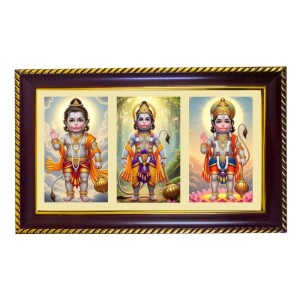 Hanuman Photo Frame 12x8 Inch | Glossy Maroon Polystyrene Frame | Divine Wall & Table Decor | Temple Decoration & Gift Item (Pack Of 1) (F21067)