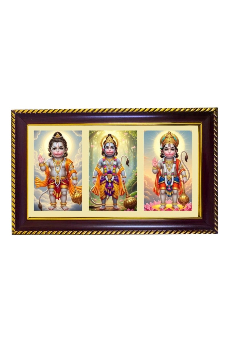 Hanuman Photo Frame 12x8 Inch | Glossy Maroon Polystyrene Frame | Divine Wall & Table Decor | Temple Decoration & Gift Item (Pack Of 1) (F21067)