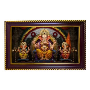 Lord Ganesh Photo Frame 8x4 Inch | Glossy Maroon Polystyrene Frame | Divine Wall & Table Decor | Temple Decoration & Gift Item (Pack Of 1) (F20575)
