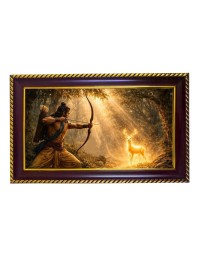 Lord Ram Photo Frame 14x10 Inch | Glossy Maroon Polystyrene Frame | Divine Wall & Table Decor | Temple Decoration & Gift Item (Pack Of 1) (F20445)