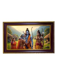 Lord Ram Sita Hanuman Photo Frame 12x8 Inch | Glossy Maroon Polystyrene Frame | Divine Wall & Table Decor | Temple Decoration & Gift Item (Pack Of 1) (F20239)