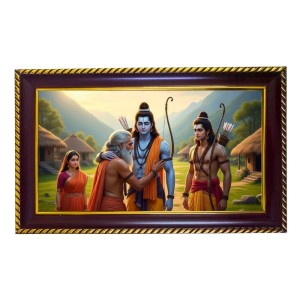 Lord Ram Sita Hanuman Photo Frame 12x8 Inch | Glossy Maroon Polystyrene Frame | Divine Wall & Table Decor | Temple Decoration & Gift Item (Pack Of 1) (F20239)