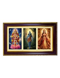 Murgun-Shiva-Parvti Photo Frame 8x4 Inch | Glossy Maroon Polystyrene Frame | Divine Wall & Table Decor | Temple Decoration & Gift Item (Pack Of 1) (F21455)