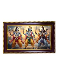 Lord Ram, Shiva & Lakshman Photo Frame 12x8 Inch | Glossy Maroon Polystyrene Frame | Divine Wall & Table Decor | Temple Decoration & Gift Item (Pack Of 1) (F20441)