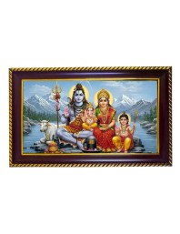 Lord Shiva Parvati Photo Frame 10x6 Inch | Glossy Maroon Polystyrene Frame | Divine Wall & Table Decor | Temple Decoration & Gift Item (Pack Of 1) (F20164)