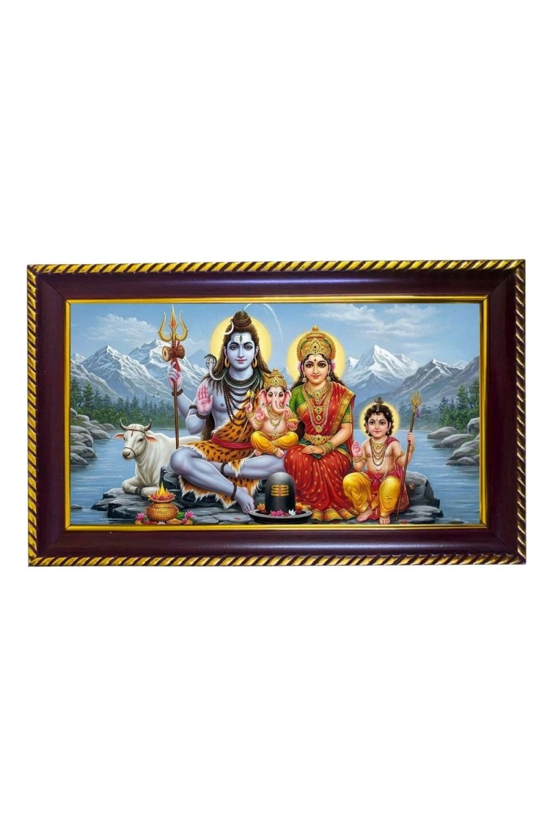 Lord Shiva Parvati Photo Frame 10x6 Inch | Glossy Maroon Polystyrene Frame | Divine Wall & Table Decor | Temple Decoration & Gift Item (Pack Of 1) (F20164)