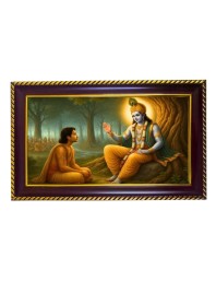 Lord Krishna Photo Frame 8x4 Inch | Glossy Maroon Polystyrene Frame | Divine Wall & Table Decor | Temple Decoration & Gift Item (Pack Of 1) (F20291)