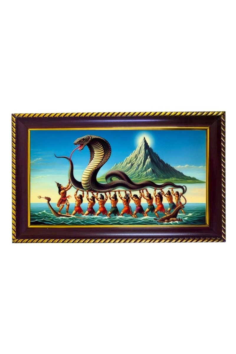 Samudrmanthan Photo Frame 10x6 Inch | Glossy Maroon Polystyrene Frame | Divine Wall & Table Decor | Temple Decoration & Gift Item (Pack Of 1) (F20363)