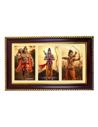 Hanuman-Ram-Arjuna Photo Frame 12x8 Inch | Glossy Maroon Polystyrene Frame | Divine Wall & Table Decor | Temple Decoration & Gift Item (Pack Of 1) (F21111)