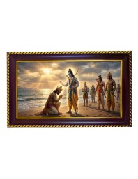 Lord Ram Photo Frame 8x4 Inch | Glossy Maroon Polystyrene Frame | Divine Wall & Table Decor | Temple Decoration & Gift Item (Pack Of 1) (F20663)