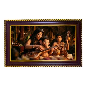 Lord Ganesh Photo Frame 8x4 Inch | Glossy Maroon Polystyrene Frame | Divine Wall & Table Decor | Temple Decoration & Gift Item (Pack Of 1) (F20588)