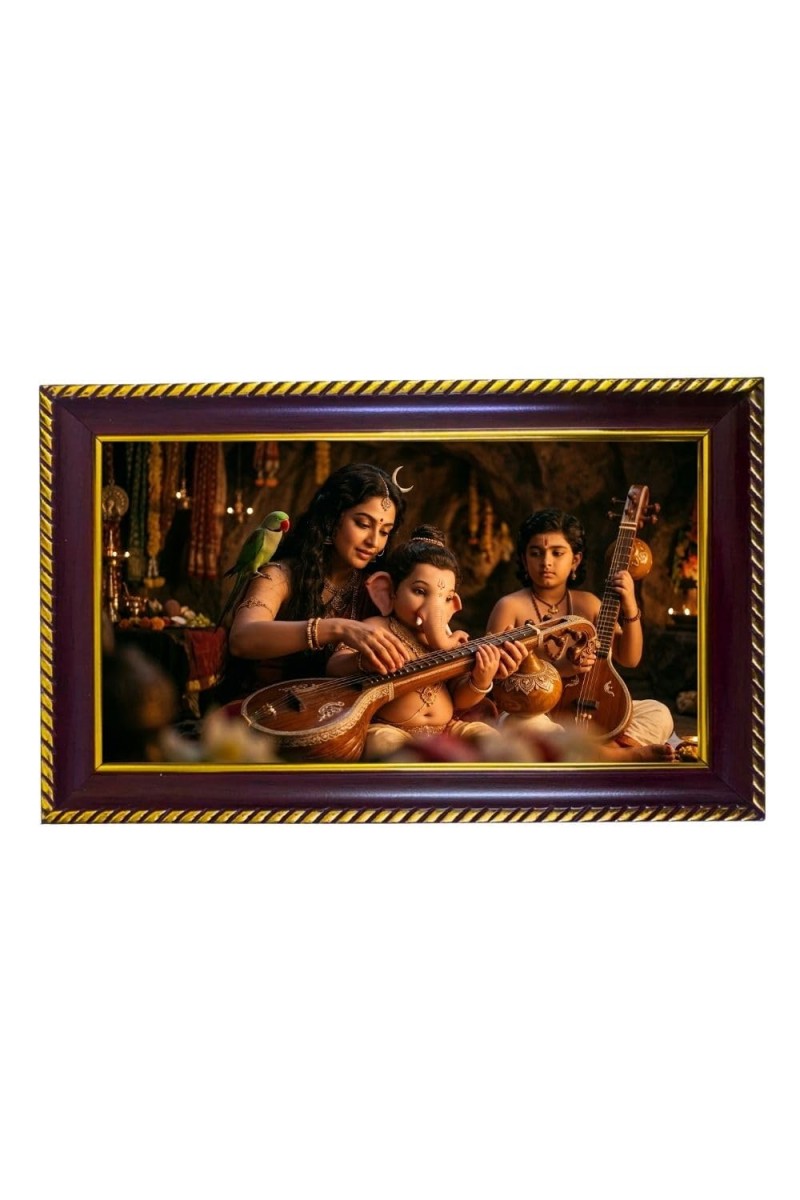 Lord Ganesh Photo Frame 8x4 Inch | Glossy Maroon Polystyrene Frame | Divine Wall & Table Decor | Temple Decoration & Gift Item (Pack Of 1) (F20588)