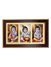 Krishna Photo Frame 8x4 Inch | Glossy Maroon Polystyrene Frame | Divine Wall & Table Decor | Temple Decoration & Gift Item (Pack Of 1) (F20800)