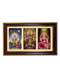 Vishnu-Vittal-Lakshmi Photo Frame 8x4 Inch | Glossy Maroon Polystyrene Frame | Divine Wall & Table Decor | Temple Decoration & Gift Item (Pack Of 1) (F21037)