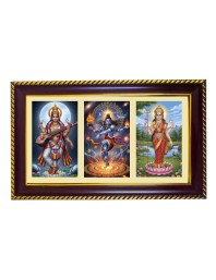 Sarswati-Shiva-Durga Photo Frame 10x6 Inch | Glossy Maroon Polystyrene Frame | Divine Wall & Table Decor | Temple Decoration & Gift Item (Pack Of 1) (F21106)