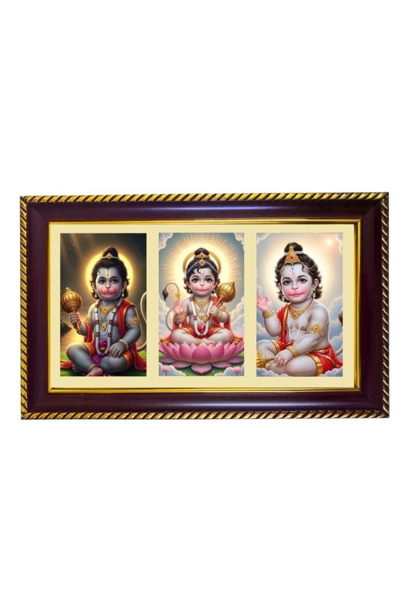 Hanuman Photo Frame 10x6 Inch | Glossy Maroon Polystyrene Frame | Divine Wall & Table Decor | Temple Decoration & Gift Item (Pack Of 1) (F21068)
