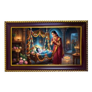 Lord Krishna Photo Frame 8x4 Inch | Glossy Maroon Polystyrene Frame | Divine Wall & Table Decor | Temple Decoration & Gift Item (Pack Of 1) (F20458) Lord Krishna Photo Frame 8x4 Inch | Glossy Maroon Polystyrene Frame | Divine Wall & Table Decor | Temple Decoration & Gift Item (Pack Of 1) (F20458)