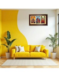 Shiva-Parvti-Ganpati Photo Frame 14x10 Inch | Glossy Maroon Polystyrene Frame | Divine Wall & Table Decor | Temple Decoration & Gift Item (Pack Of 1) (F20816)