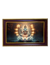 Lord Bramha Photo Frame 8x4 Inch | Glossy Maroon Polystyrene Frame | Divine Wall & Table Decor | Temple Decoration & Gift Item (Pack Of 1) (F20366)