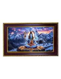 Lord Shiva Photo Frame 12x8 Inch | Glossy Maroon Polystyrene Frame | Divine Wall & Table Decor | Temple Decoration & Gift Item (Pack Of 1) (F20296)