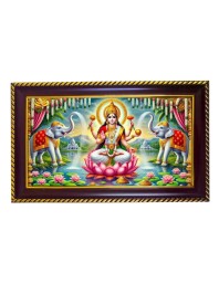 Mata Laxmi Photo Frame 14x10 Inch | Glossy Maroon Polystyrene Frame | Divine Wall & Table Decor | Temple Decoration & Gift Item (Pack Of 1) (F20612)