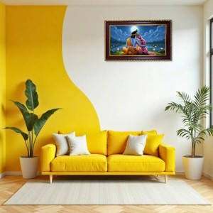 Radha Krishna Photo Frame 14x10 Inch | Glossy Maroon Polystyrene Frame | Divine Wall & Table Decor | Temple Decoration & Gift Item (Pack Of 1) (F20346)