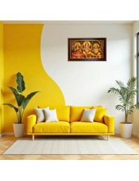 Lakshmi Kubera Ganesha Photo Frame 12x8 Inch | Glossy Maroon Polystyrene Frame | Divine Wall & Table Decor | Temple Decoration & Gift Item (Pack Of 1) (F20136)