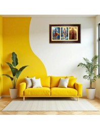 Shiva-Vishnu-Parvti Photo Frame 12x8 Inch | Glossy Maroon Polystyrene Frame | Divine Wall & Table Decor | Temple Decoration & Gift Item (Pack Of 1) (F21343)