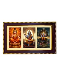 Aayppa-Shiva-Vishnu Photo Frame 8x4 Inch | Glossy Maroon Polystyrene Frame | Divine Wall & Table Decor | Temple Decoration & Gift Item (Pack Of 1) (F21461)