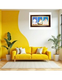 Sri Thakur Anukul Chandra, Baroma, And Barda. Photo Frame 8x4 Inch | Glossy Maroon Polystyrene Frame | Divine Wall & Table Decor | Temple Decoration & Gift Item (Pack Of 1) (F21252)
