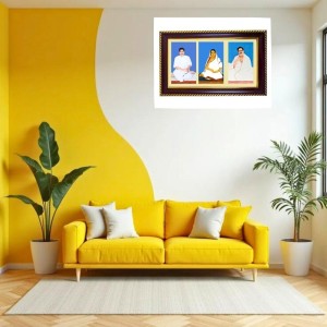 Sri Thakur Anukul Chandra, Baroma, And Barda. Photo Frame 8x4 Inch | Glossy Maroon Polystyrene Frame | Divine Wall & Table Decor | Temple Decoration & Gift Item (Pack Of 1) (F21252)
