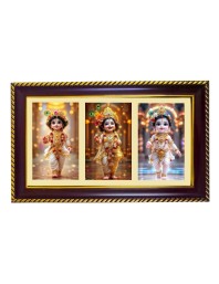 Bal Krishna Photo Frame 8x4 Inch | Glossy Maroon Polystyrene Frame | Divine Wall & Table Decor | Temple Decoration & Gift Item (Pack Of 1) (F21223)