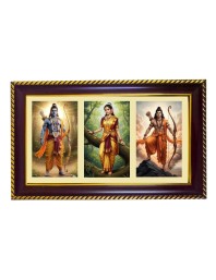 Vishnu-Ram-Sita Photo Frame 8x4 Inch | Glossy Maroon Polystyrene Frame | Divine Wall & Table Decor | Temple Decoration & Gift Item (Pack Of 1) (F21010)