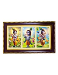 Krishna Photo Frame 8x4 Inch | Glossy Maroon Polystyrene Frame | Divine Wall & Table Decor | Temple Decoration & Gift Item (Pack Of 1) (F20810)