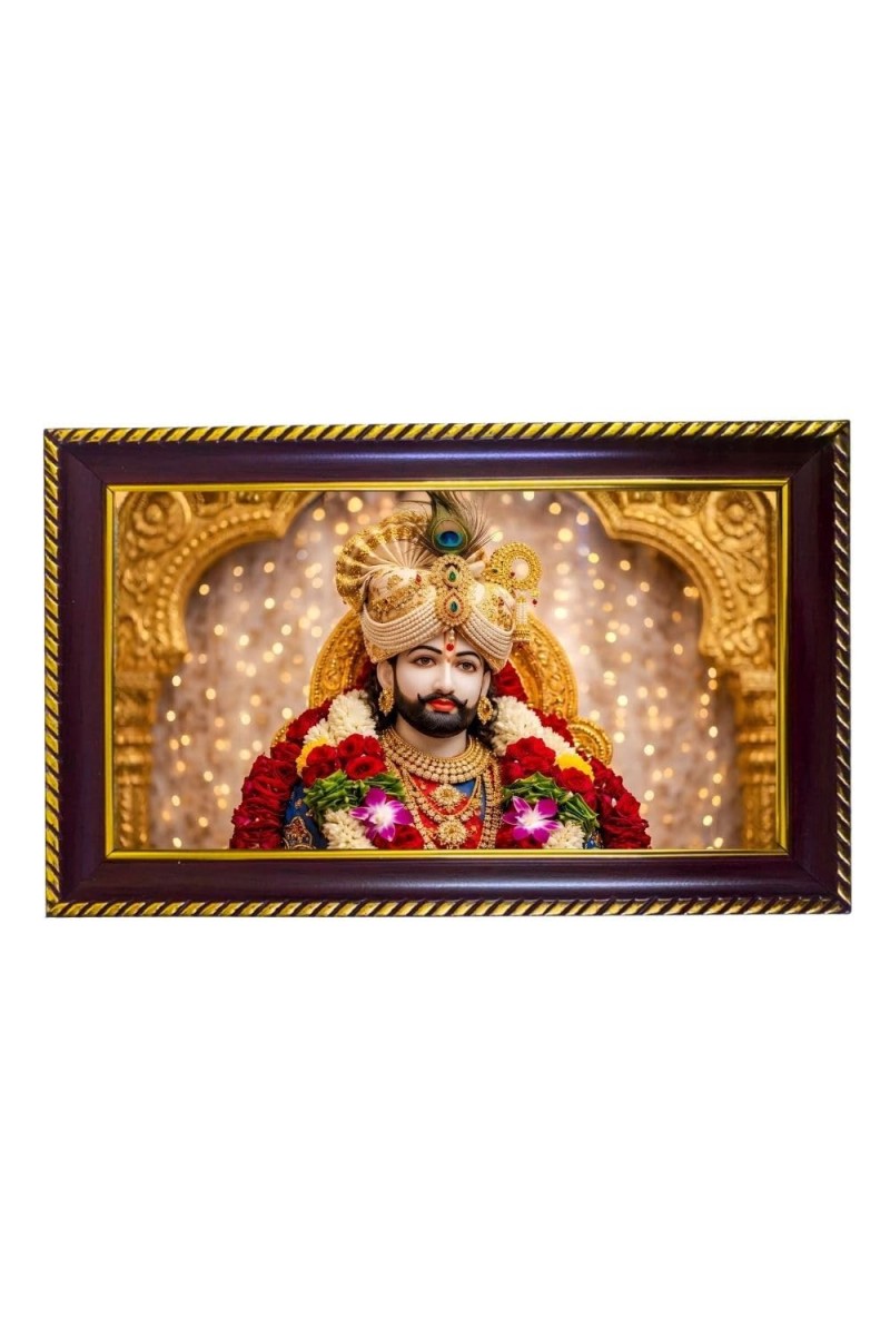 Lord Khatushyam Photo Frame 10x6 Inch | Glossy Maroon Polystyrene Frame | Divine Wall & Table Decor | Temple Decoration & Gift Item (Pack Of 1) (F20699)