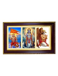 Hanuman-Vishnu Garuda Photo Frame 8x4 Inch | Glossy Maroon Polystyrene Frame | Divine Wall & Table Decor | Temple Decoration & Gift Item (Pack Of 1) (F21117)