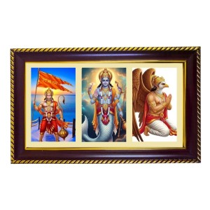 Hanuman-Vishnu Garuda Photo Frame 8x4 Inch | Glossy Maroon Polystyrene Frame | Divine Wall & Table Decor | Temple Decoration & Gift Item (Pack Of 1) (F21117)