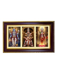 Vishnu-Vittal-Lakshmi Photo Frame 14x10 Inch | Glossy Maroon Polystyrene Frame | Divine Wall & Table Decor | Temple Decoration & Gift Item (Pack Of 1) (F21400)