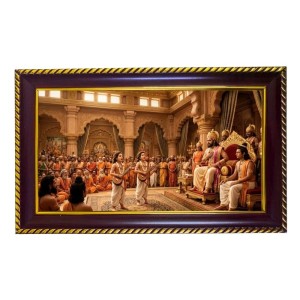 Lord Lav And Kush Photo Frame 14x10 Inch | Glossy Maroon Polystyrene Frame | Divine Wall & Table Decor | Temple Decoration & Gift Item (Pack Of 1) (F20519)