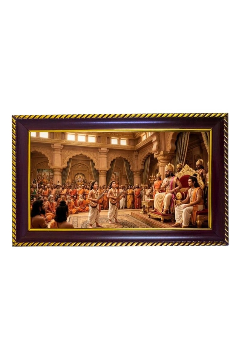 Lord Lav And Kush Photo Frame 14x10 Inch | Glossy Maroon Polystyrene Frame | Divine Wall & Table Decor | Temple Decoration & Gift Item (Pack Of 1) (F20519)