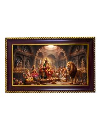 Mata Durga Photo Frame 10x6 Inch | Glossy Maroon Polystyrene Frame | Divine Wall & Table Decor | Temple Decoration & Gift Item (Pack Of 1) (F20268)