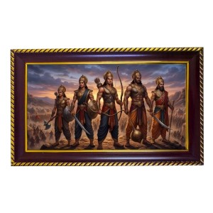 Pandu Putra Photo Frame 10x6 Inch | Glossy Maroon Polystyrene Frame | Divine Wall & Table Decor | Temple Decoration & Gift Item (Pack Of 1) (F20522)