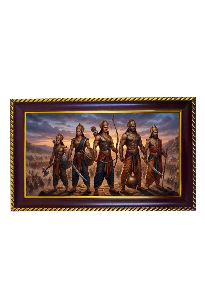 Pandu Putra Photo Frame 10x6 Inch | Glossy Maroon Polystyrene Frame | Divine Wall & Table Decor | Temple Decoration & Gift Item (Pack Of 1) (F20522)