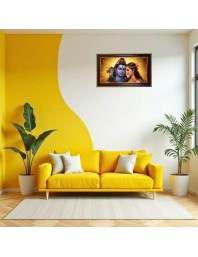 Lord Shiva Parvti Photo Frame 8x4 Inch | Glossy Maroon Polystyrene Frame | Divine Wall & Table Decor | Temple Decoration & Gift Item (Pack Of 1) (F20124)