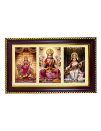 Tridevi Photo Frame 14x10 Inch | Glossy Maroon Polystyrene Frame | Divine Wall & Table Decor | Temple Decoration & Gift Item (Pack Of 1) (F21288)