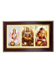 Laxmi-Ram-Sita Photo Frame 8x4 Inch | Glossy Maroon Polystyrene Frame | Divine Wall & Table Decor | Temple Decoration & Gift Item (Pack Of 1) (F20784)