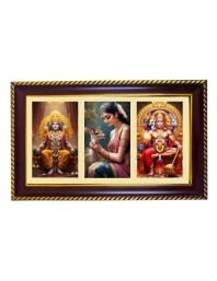 Ram-Sita-Hanuman Photo Frame 14x10 Inch | Glossy Maroon Polystyrene Frame | Divine Wall & Table Decor | Temple Decoration & Gift Item (Pack Of 1) (F20907)