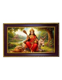 Mata Shailputri Photo Frame 10x6 Inch | Glossy Maroon Polystyrene Frame | Divine Wall & Table Decor | Temple Decoration & Gift Item (Pack Of 1) (F20707)